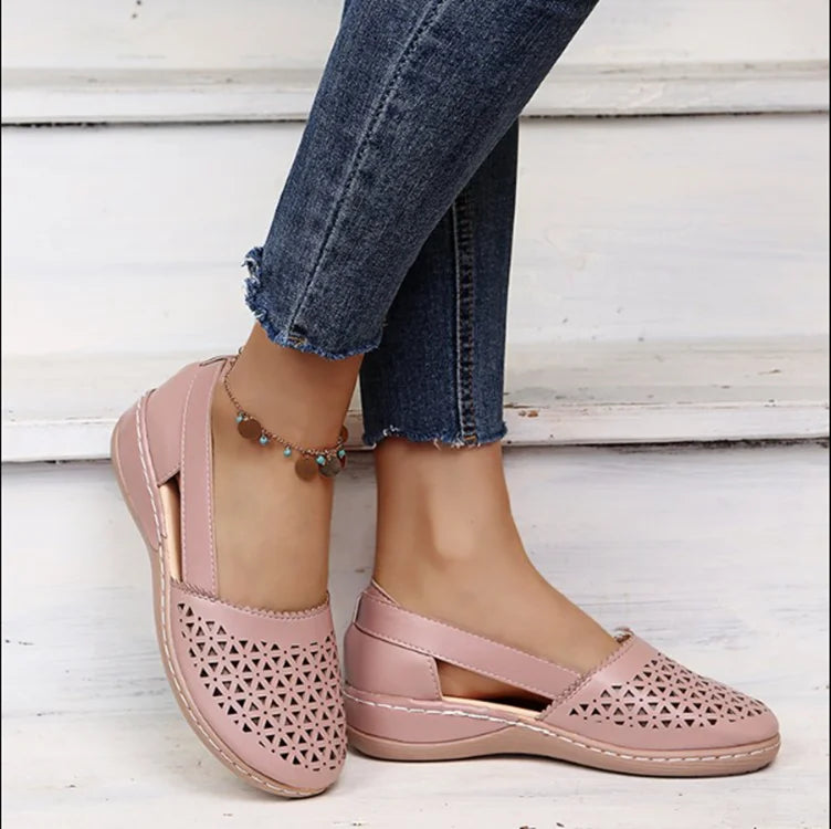 Women's Sandals 2022 Summer Handmade Ladies Shoes Leather Breathable Sandals Women Flats Retro Style Cusomized Support Slipper