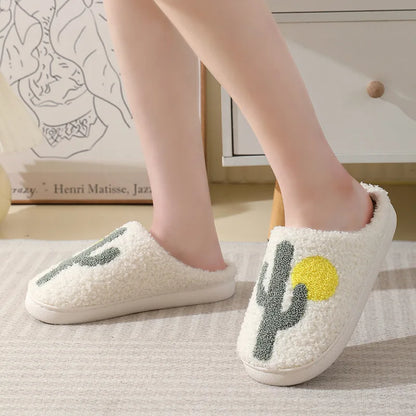 Zapatillas de casa cálidas de invierno, felpa corta para niñas y mujeres, lindos y suaves zapatos de algodón para dormitorio y hogar