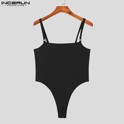 INCERUN – body pour hommes, couleur unie, Sexy, sans manches, bretelles, débardeur, barboteuse, Fitness, mode d'été, confortable, 2023, S-2XL