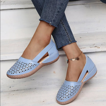 Women's Sandals 2022 Summer Handmade Ladies Shoes Leather Breathable Sandals Women Flats Retro Style Cusomized Support Slipper