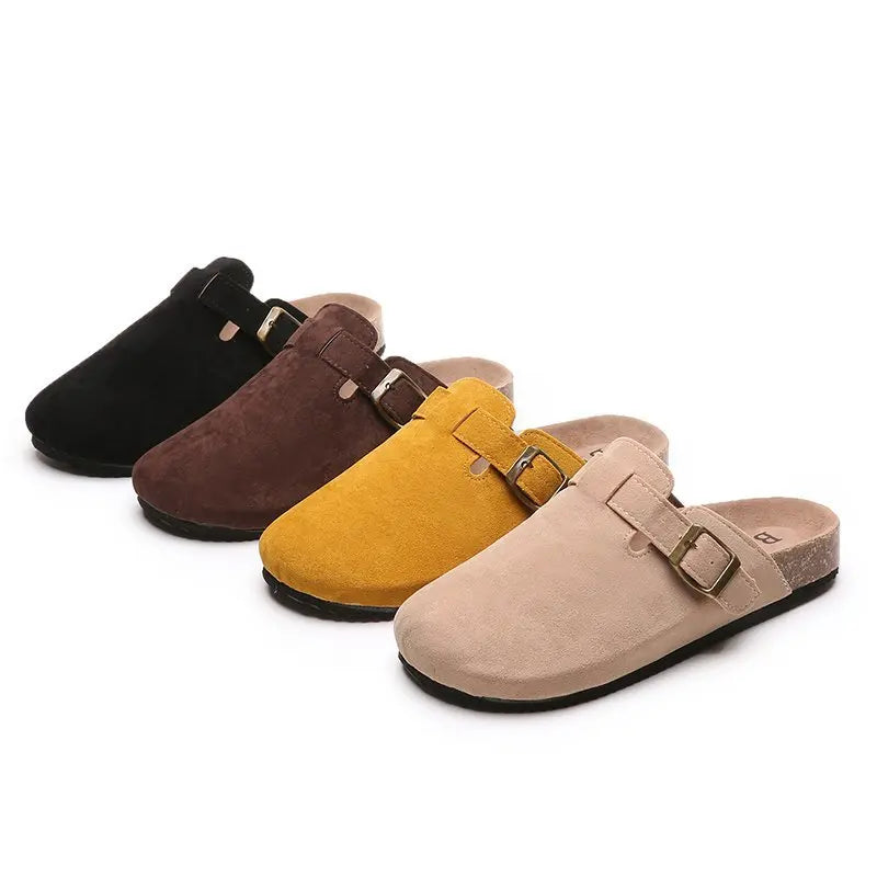 Women's Shoes Women's Closed Toe Slippers Cow Suede Leather Clogs Women's Sandals Retro Fashion Garden Mule Clog Slide 2023 New