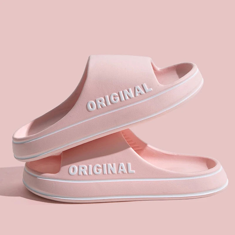 Women Thick Sole Summer Beach Slides Bathroom Anti Slip Slipper Soft Sandals Fashion Ultra Light Letter Shoe