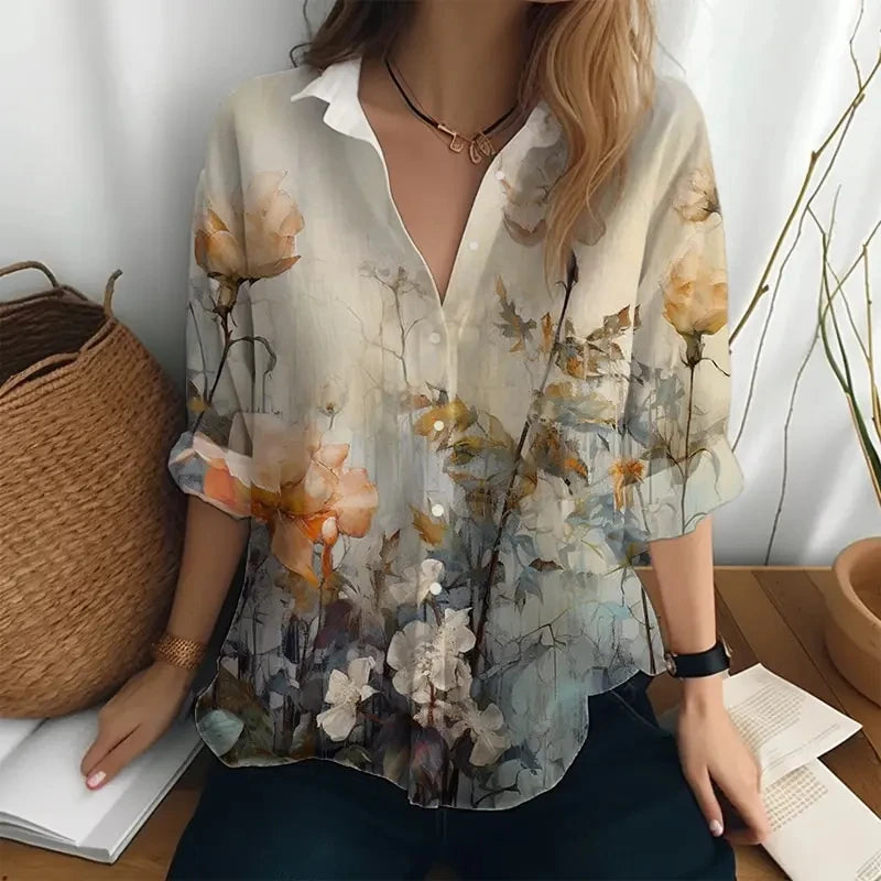 Elegant Women shirts & blouses Retro Casual Long Sleeve Shirt High -quality Female clothin Temperament Tops Shirts