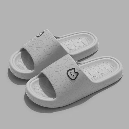 Zapatillas de verano con plataforma de baño antideslizantes para el hogar, chanclas de dibujos animados de oso, sandalias de playa para mujer, deslizantes para interiores y exteriores, 2023