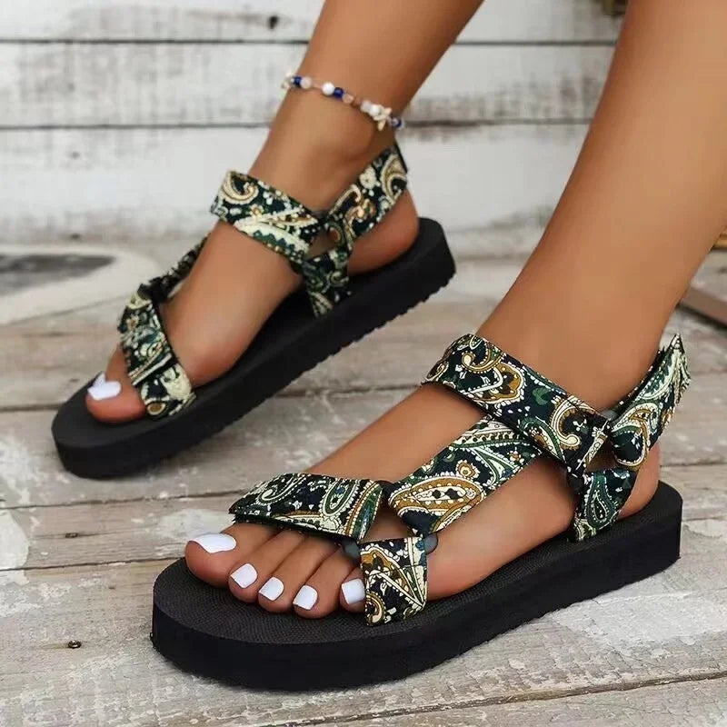 Zapatos planos de verano 2023 para mujer, conjunto de cuerdas de cáñamo, sandalias de playa para pies, zapatillas informales combinables para exteriores, sandalias de mujer de talla grande