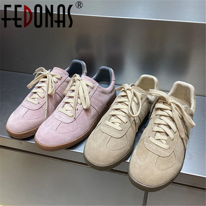 FEDONAS nouvelles baskets en cuir véritable croisé confort décontracté chaussures plates femme haute qualité chaussures de Sport femmes baskets