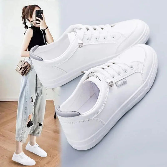 2023 Women Sneakers  Vulcanize Shoes Spring Autumn Breathable Flats Solid Color Mesh Shoes Young Woman Casual White Shoes