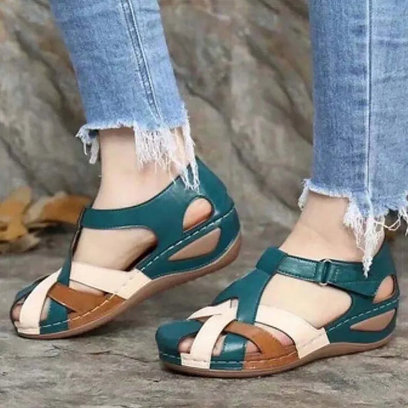 Sandalias de mujer, zapatos suaves de verano para mujer, Sandalias de tacón bajo, zapatos de tacón elegantes de verano para mujer, calzado de tacón ligero para mujer