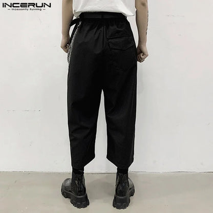 Fashion Men Wide Leg Pants Solid Color Button Joggers Korean Straight Trousers Men 2023 Streetwear Loose Pants S-5XL INCERUN