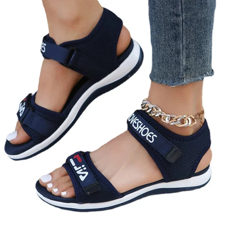 Sandalias planas deportivas para mujer, Zapatos informales de verano 2023, nuevas zapatillas de moda, Zapatos de malla para caminar, correr, Zapatos de playa, Zapatos de tendencia para mujer