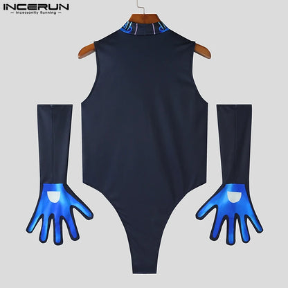 INCERUN – body à col roulé pour hommes, impression 3D, sans manches, Golves, Fitness, barboteuse, débardeur, Sexy, à la mode, 2023, S-5XL