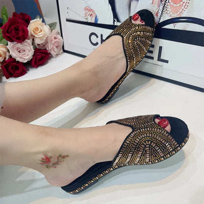 Diapositives colorées tendance pour femmes, nouvelles sandales au Design classique, chaussures de Style italien, Mules d'été à talons bas, confortables, 2023