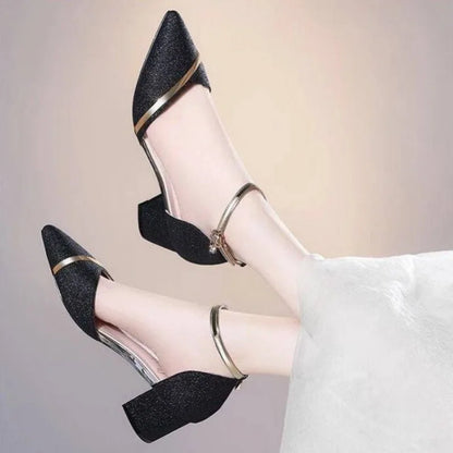 Chaussures à talons hauts noires pour femmes, chaussures de mariage argentées de haute qualité, escarpins de fête dorés, mode printemps et été