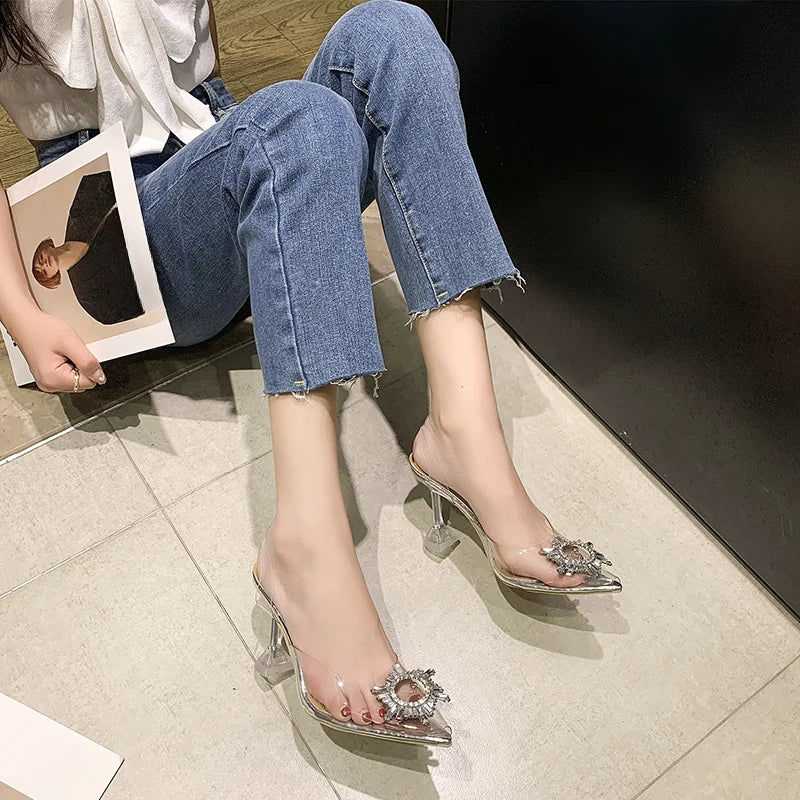 BCEBYL Spring and Autumn Fashion New Sexy Wedding Transparent Banquet Comfortable Crystal Women's High Heels Zapatos Mujer