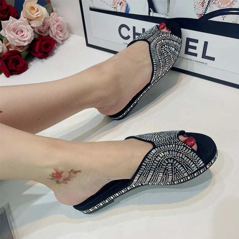 Diapositives colorées tendance pour femmes, nouvelles sandales au Design classique, chaussures de Style italien, Mules d'été à talons bas, confortables, 2023