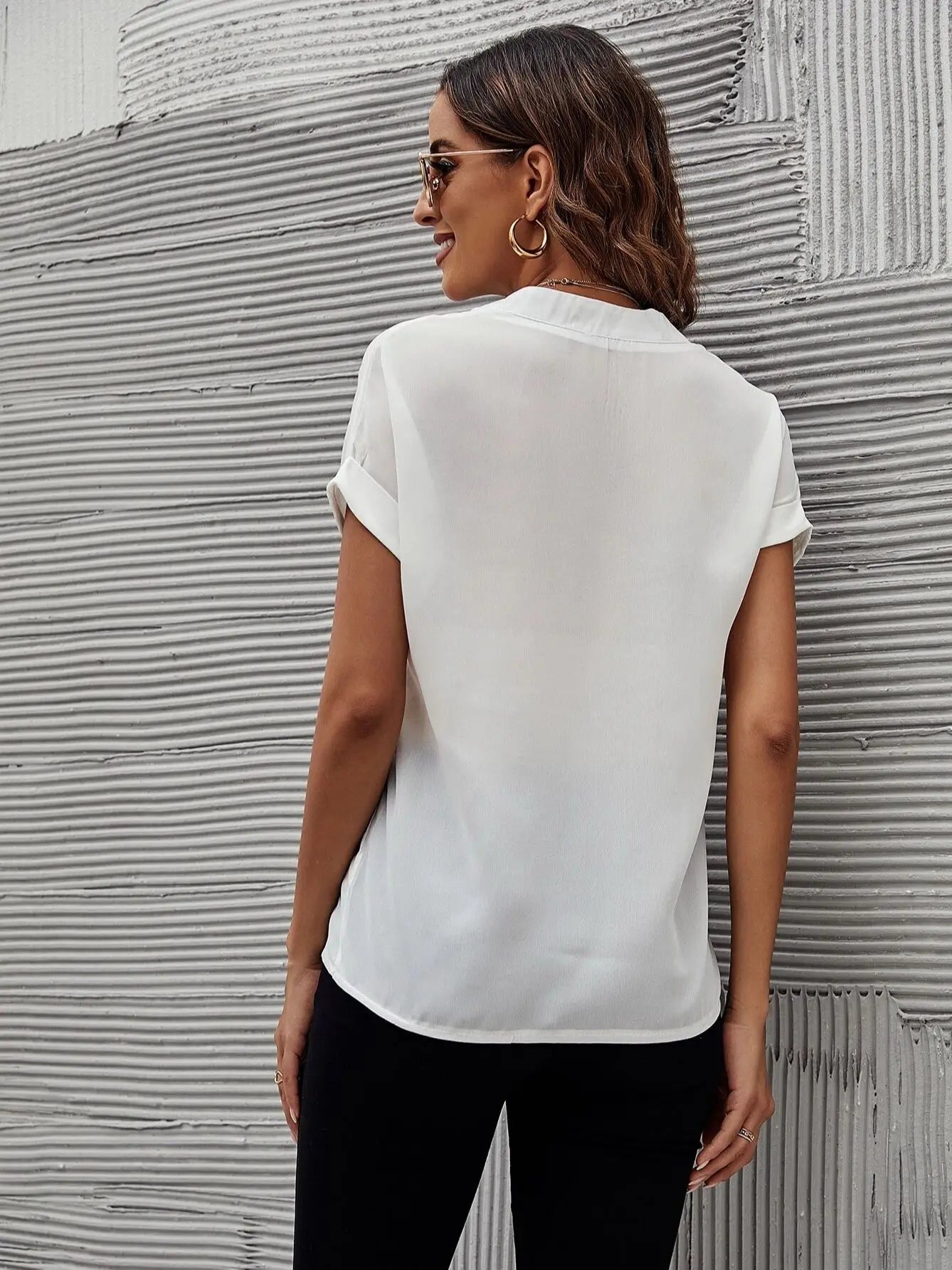 Unity Camisas De Mujer Con Mangas De Murciélago En Blanco Sólido Blusas Y Tops