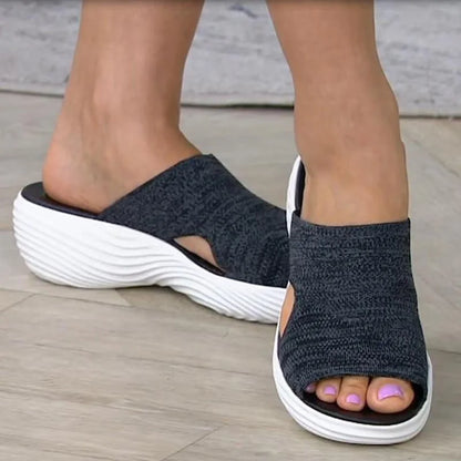 Zapatillas de playa informales para mujer, sandalias ortopédicas elásticas, sandalias ortopédicas con punta abierta, zapatos cruzados elásticos transpirables para exteriores