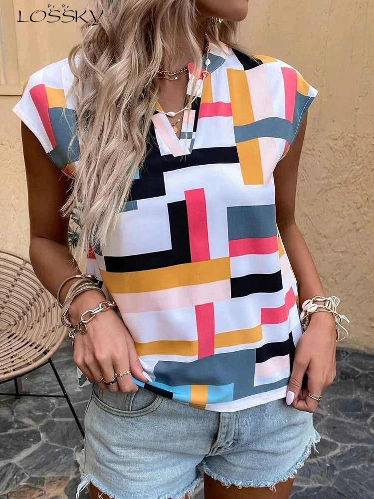 Blusa de mujer, pantalón corto informal, camisa de manga, Tops sencillos con cuello de pico, camisas y blusas elegantes, ofertas, ropa juvenil de verano 2024