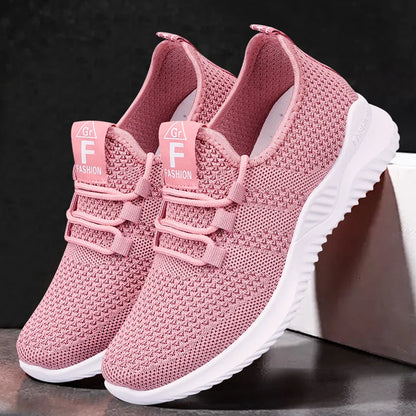 Women's Casual Sneakers Summer Comfortable Breathable Flat Shoes Fashion Women Walking Soft Versatile Lace-Up Running Shoes