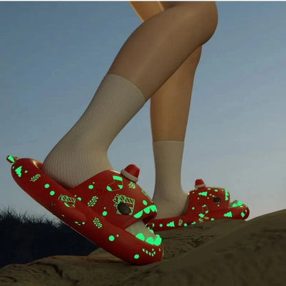 Zapatillas de tiburón con luz nocturna de calabaza para Halloween, sandalias luminosas para mujer, chanclas creativas antideslizantes para el hogar para parejas, chanclas exteriores para hombres