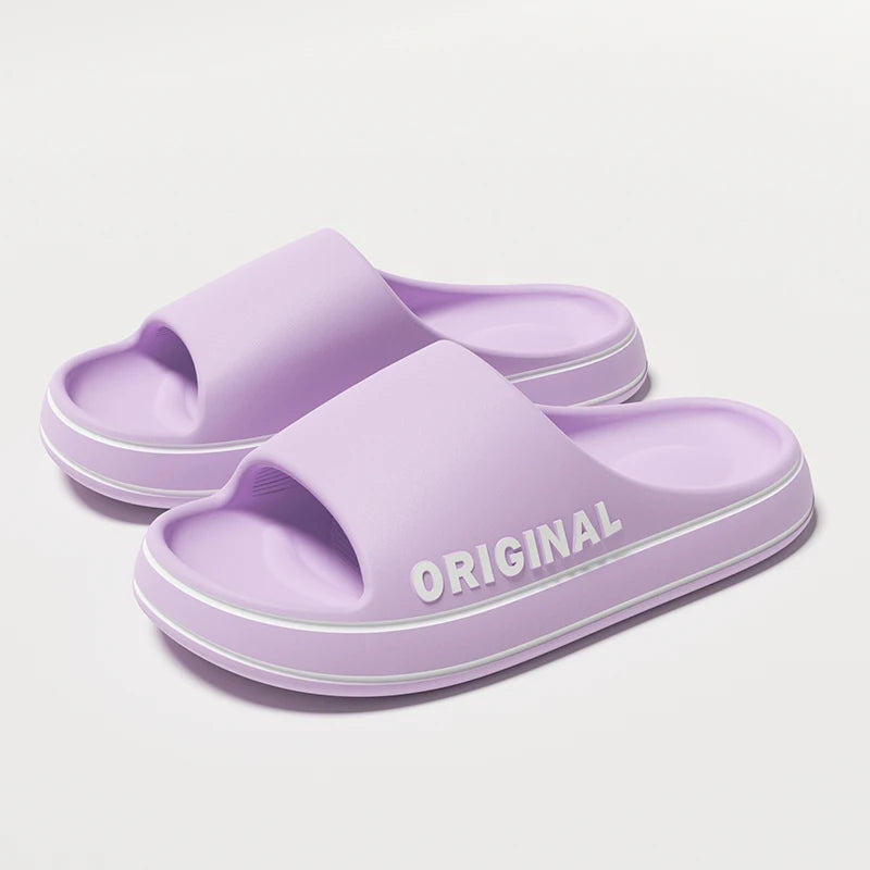 Women Thick Sole Summer Beach Slides Bathroom Anti Slip Slipper Soft Sandals Fashion Ultra Light Letter Shoe