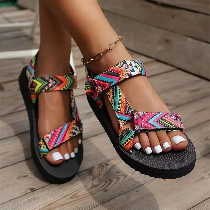 Zapatos planos de verano 2023 para mujer, conjunto de cuerdas de cáñamo, sandalias de playa para pies, zapatillas informales combinables para exteriores, sandalias de mujer de talla grande