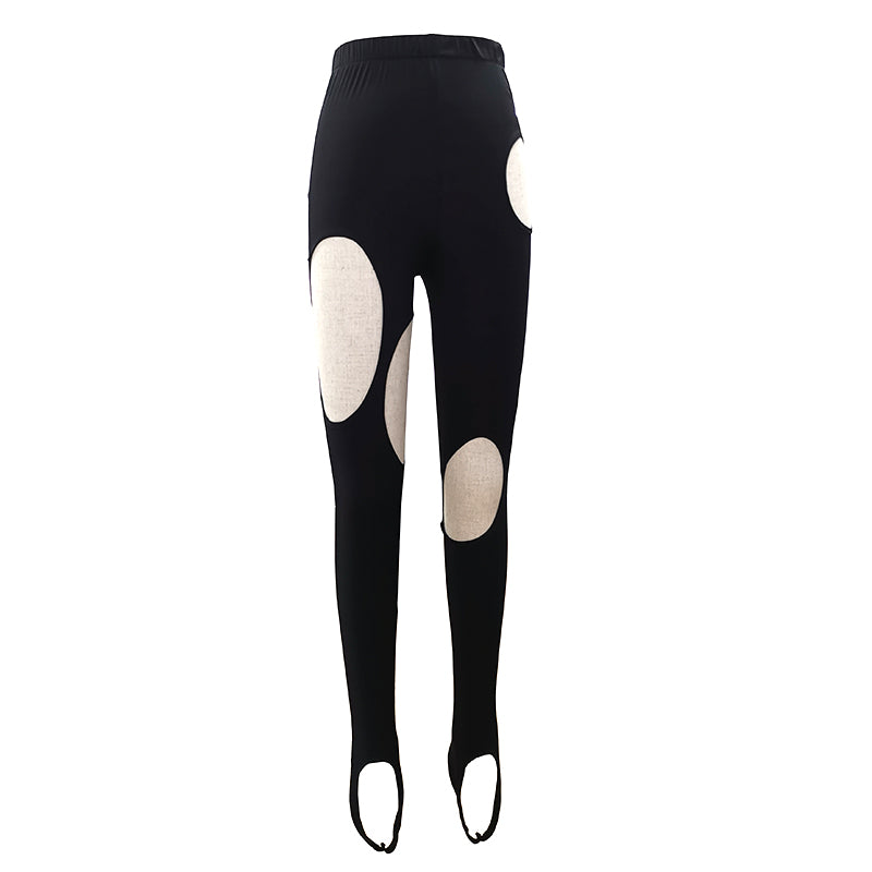 Leggings todo fósforo irregulares huecos geométricos