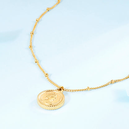 Stainless Steel Coin Pendant Necklace