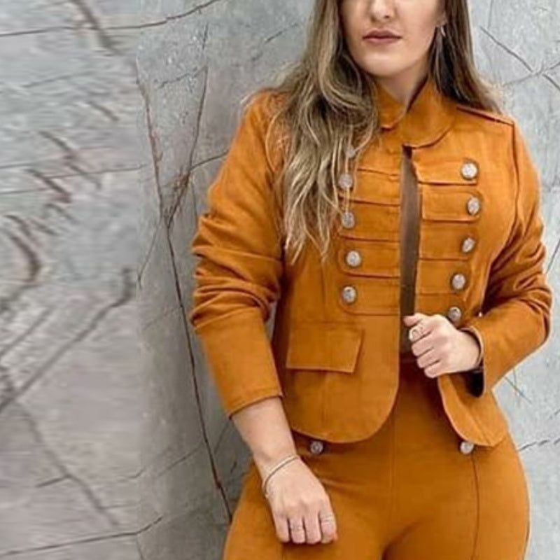 Traje de viajero con doble botonadura a la moda para mujer