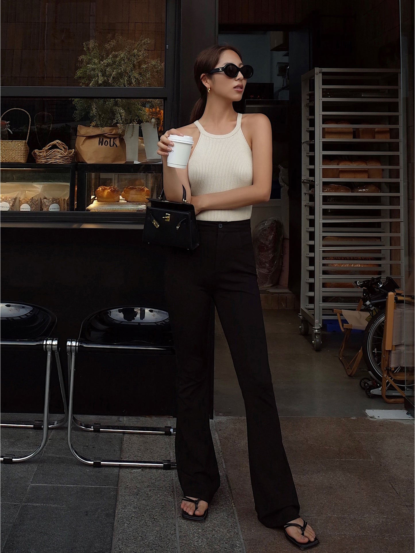 Women's High Waist Slim Casual Trousers