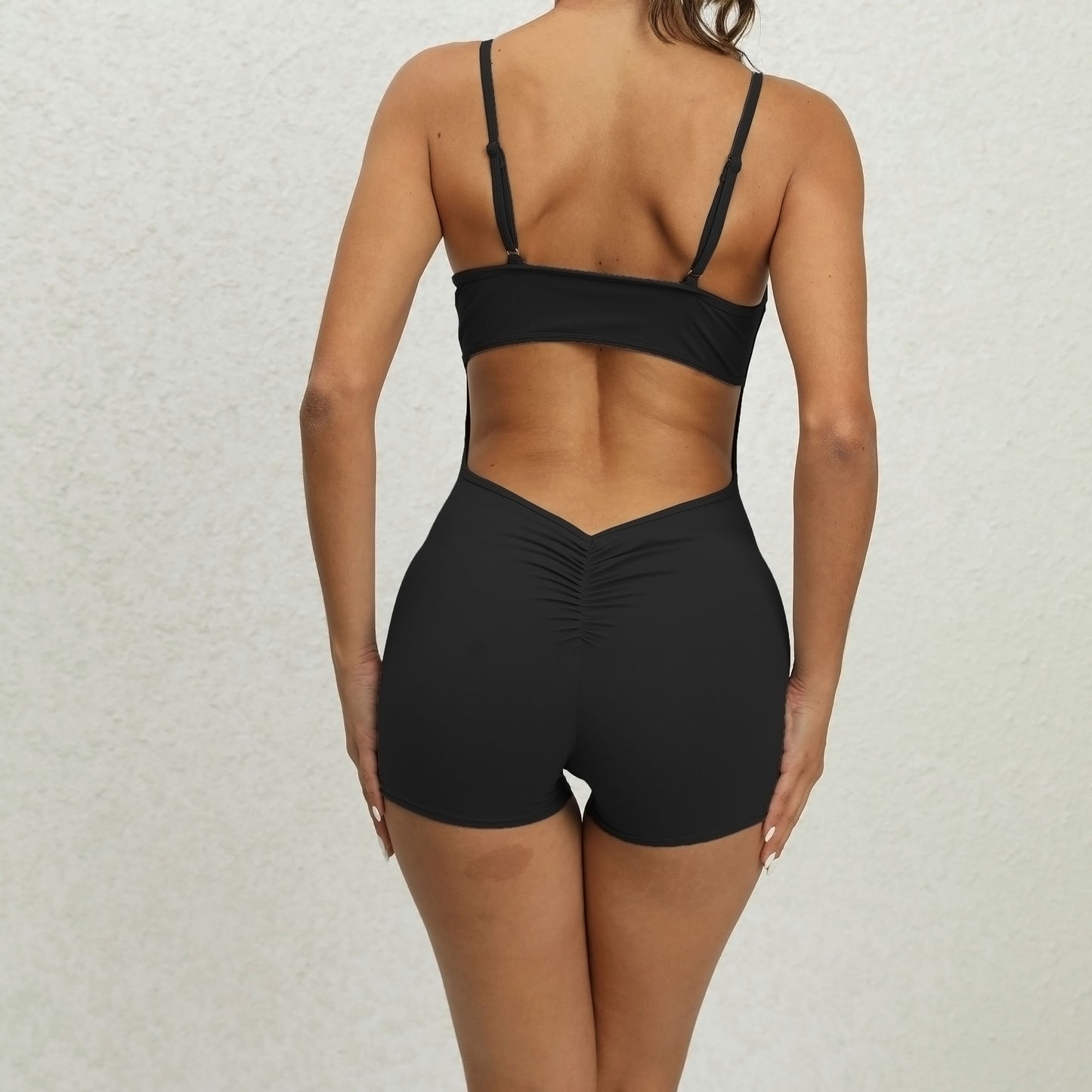 Women's Quick-drying Air Yoga Pants Backless Bra Shorts Fitness Suit