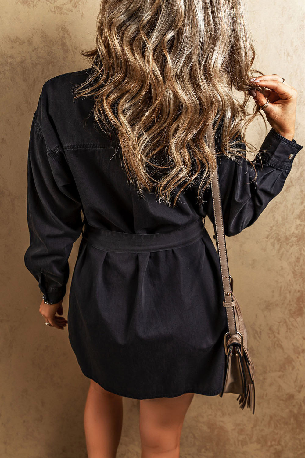 Robe en jean à col boutonné