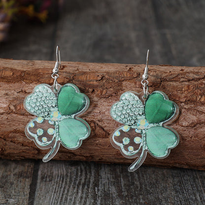 Boucles d'oreilles pendantes en acrylique Lucky Clover