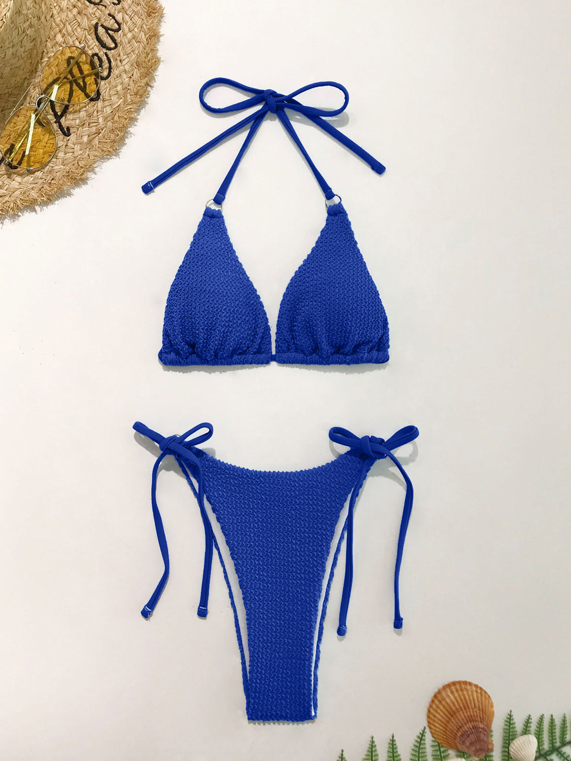 Ensemble de bikini deux pièces texturé à col licou