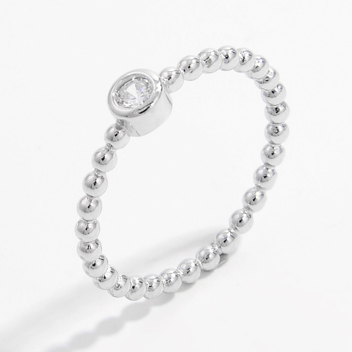 Zircon 925 Sterling Silver Bead Ring