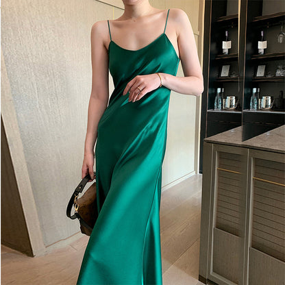 Acetate Satin Slip Dress Loose And Slim Versatile