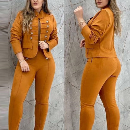 Traje de viajero con doble botonadura a la moda para mujer