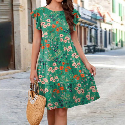 Women's Printed Bohemian Flying Sleeves Dress