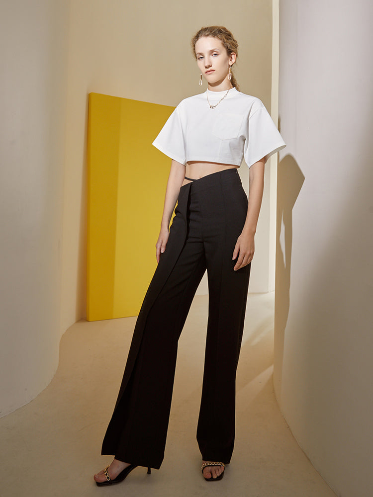 Women's High Waist Irregular Wide Leg Pants