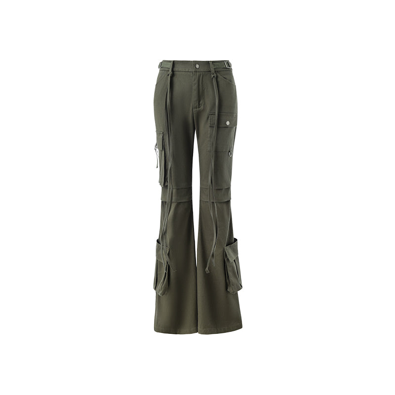 Pantalon cargo rétro jambe large jambe droite