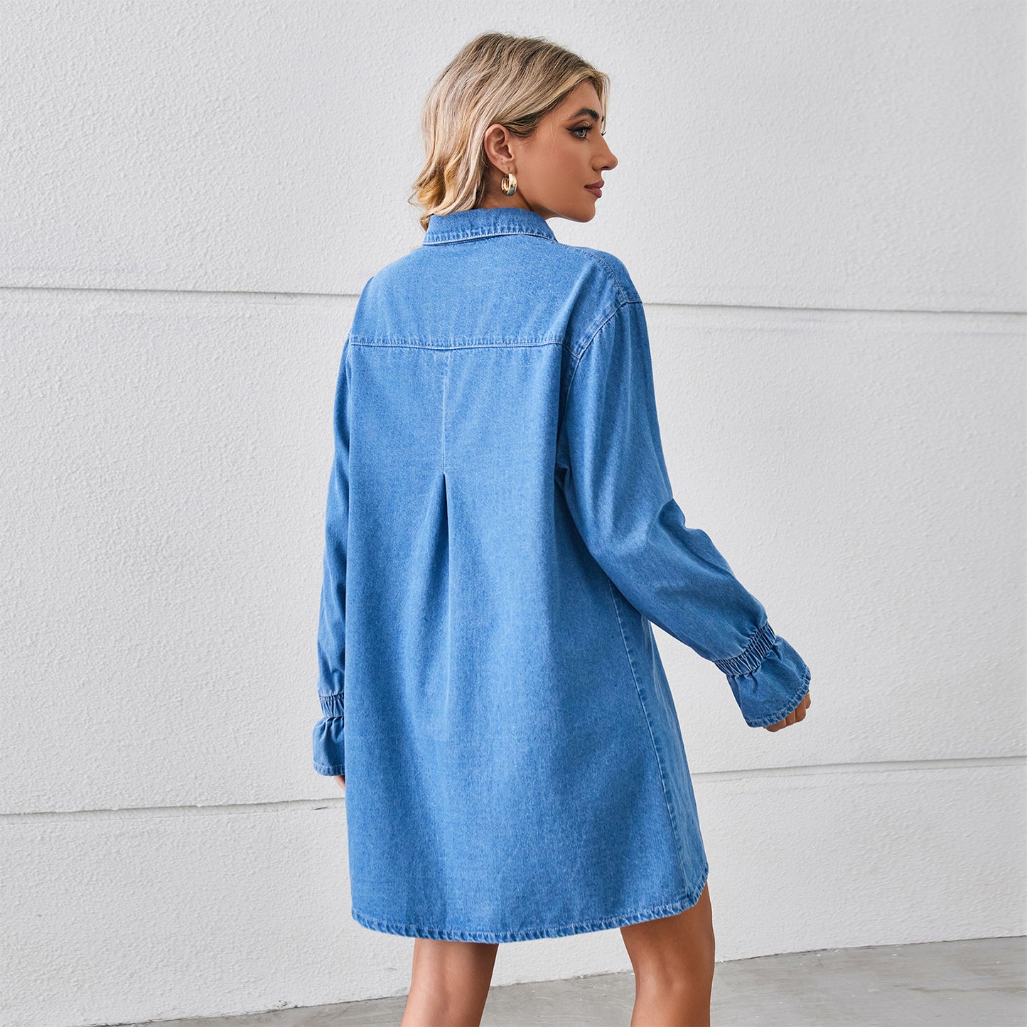 European And American New Loose Wash Denim Dress Top