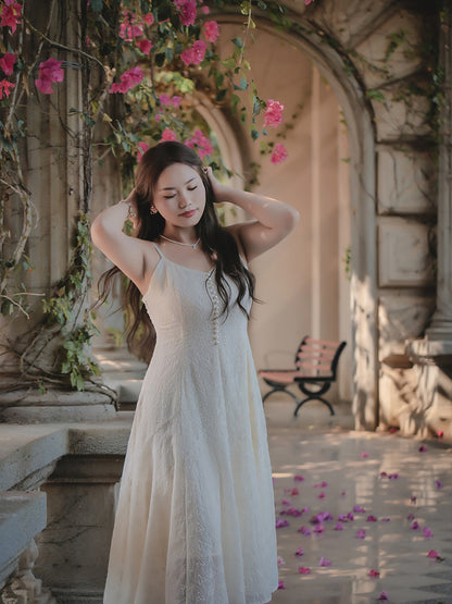 Vestido blanco con tirantes de cuento de hadas Chubby