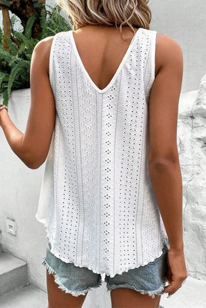 Apricot Pink Lace Crochet Splicing V Neck Loose Fit Tank Top