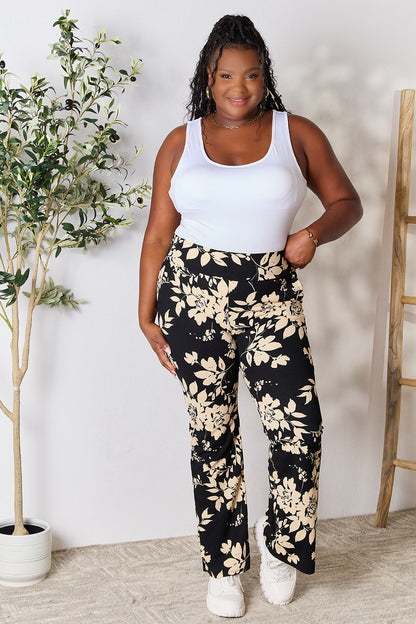 Heimish Pantalon évasé floral taille haute pleine taille