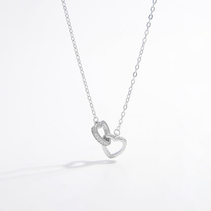 Collier coeur en argent sterling 925 incrusté de zircons