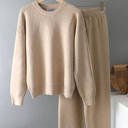 Casual Suit Pants Women's Autumn And Winter Thick Thermal Knitting Sweater