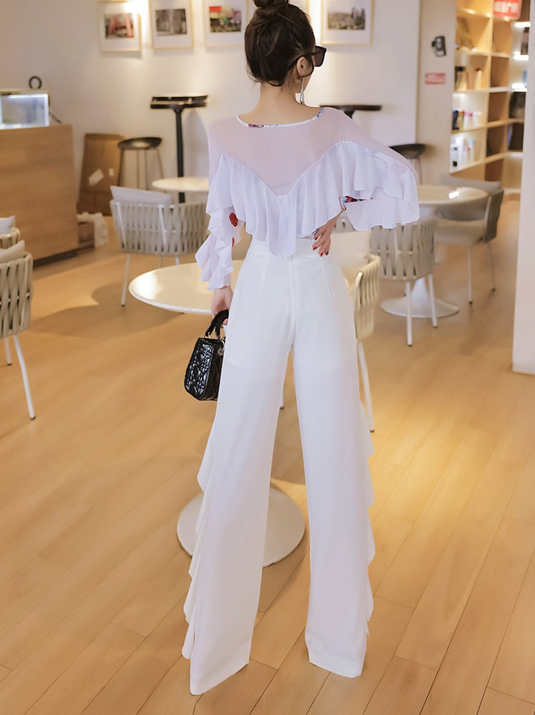 Women's Fashion Temperament Versatile Thin Ruffled Pants