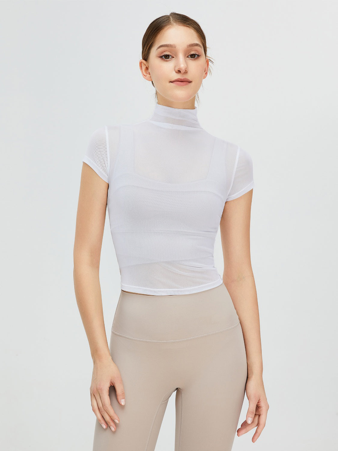 Turtleneck Cap Sleeve Active T-Shirt