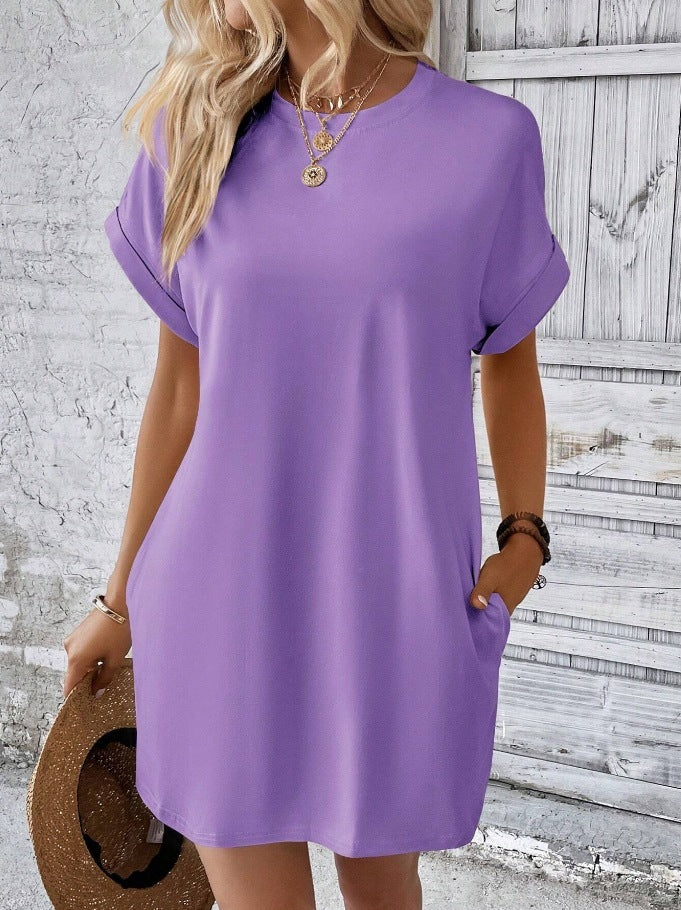 Women's Loose Short Sleeve Pocket Dress