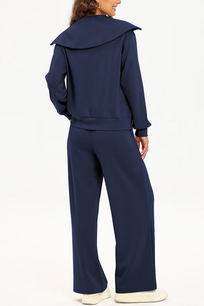 Ensemble sweat-shirt et pantalon à col demi-zippé